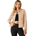 thumbnail image 1 of Chaqueta de gamuza sintética con botones a presión, bolsillos con solapa y cuello vuelto para mujer Albaricoque S, 1 of 6