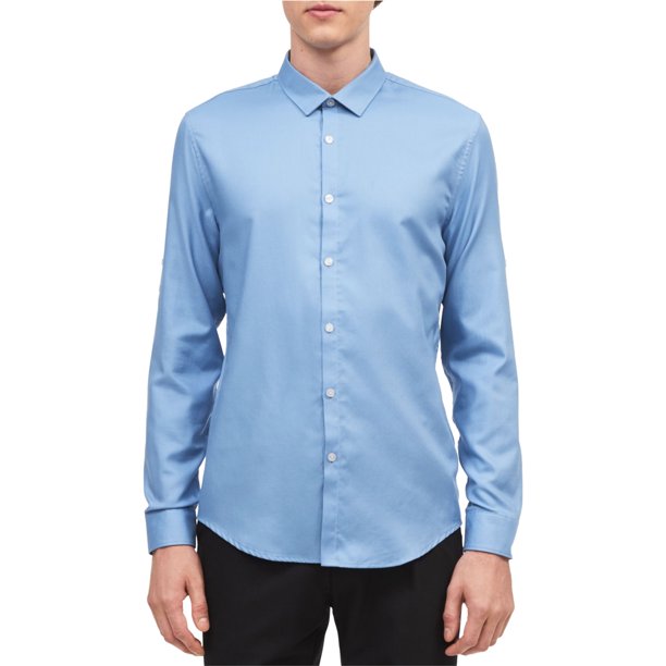 Camisa de Sarga Enrollable con Botones Calvin Klein Azul Pequeño