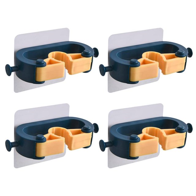 4Pcs Mop Holders Multi-function Self Adhesive Storage Racks Wall-mounted Mop Broom Clips for Home Kitchen Bathroom