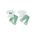thumbnail image 2 of Loicainy Toddler Kid Girl Clothes Set 12 18 24 Months 2T 3T 4T 5T Short Sleeve Golf Cart Print T-shirt with Plaid Flare Pants Summer Outfit, 2 of 9
