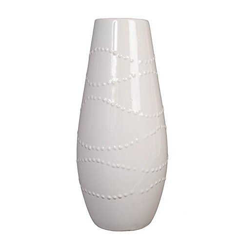 Hosley Large 12" Tall White Ceramic Vase
