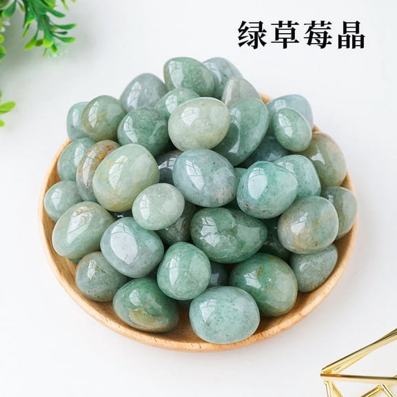 Zhuge 200g natural light green crystal raw stone large particle polished rolling stone, natural raw stone fragrance stone home decoration stone 2-3cm