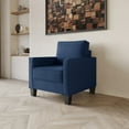 thumbnail image 3 of Home Design Marcia 3-Piece Square Arm Living Room Set with Armchair, Loveseat, and Sofa, Modern Upholstery and Black Legs, Blue, 3 of 10