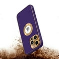 thumbnail image 3 of For Apple iPhone 11 /6.1" PU UV Leather Design Hybrid with Chrome Circle PC Hard Shockproof Bumper Full Body Protective Cover ,Xpm Phone Case [ Purple / Gold ], 3 of 4