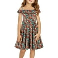 thumbnail image 4 of KISSMODA Girls Dress Casual Round Neck A Line Ruffle Sleeve Knee Length Dresses 4-13 Years, 4 of 4