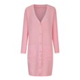 thumbnail image 5 of Lilgiuy Women's Solid Color Cardigan Wool Sweater Pocket Recreational Long Sleeve Tops Pink，10 2022 Fall Winter, 5 of 5