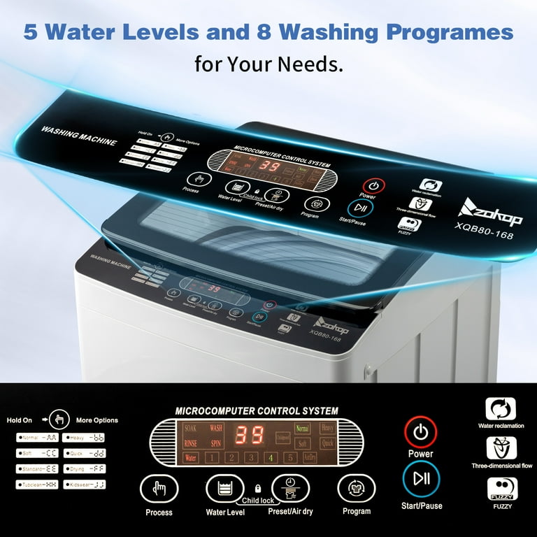 Ktaxon Full Automatic Washing Machine, 30Lbs Tempered Glass Lid