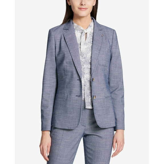 Tommy Hilfiger Womens Two Button Tweed Jacket Size 8