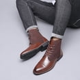 thumbnail image 3 of Botas impermeables, botines para hombre, botas casuales de felpa cálidas para hombre, puntera cuadrada con empalme, zapatos de negocios para hombre, 3 of 5