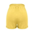thumbnail image 5 of Wycnly on Sale Shorts for Women Womens Cotton Linen Shorts Summer Casual Solid Loose Straight Leg Short Pants Fashion Drawstring Elastic Waist Ladies Shorts with Pockets, 5 of 5