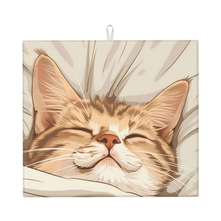 

Goofa Dish Drying Mat Super Absorbent Drying Mat Large Dish Drying Mats for Kitchen Counter Easy Clean Dish Mat Kitchen Drying Mat 16 x 18 ( Sleeping Cat In Blanket )