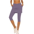 thumbnail image 7 of LAJPXKHY Capri Leggings for Women Elastic Waisted 2 in 1 Tennis Skorts Yoga Legging with Skirts Slim Fitted Athletic Workout Capris, 7 of 7