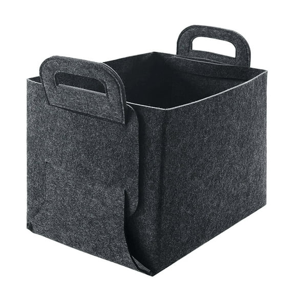 Zcyifa foldable cloth box Foldable Felt Box with Handles Storage Basket Toys Holder Sundries Organizer Household Supplies (Grey, Medium Size)