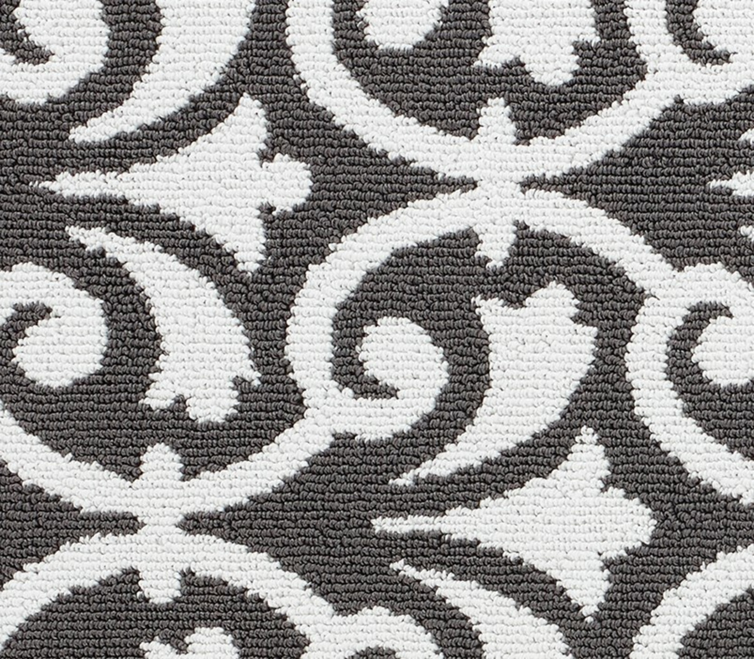 Washable Non-Slip Accent Rug, Floral Scroll, Dark Grey and White, 26" x 45"