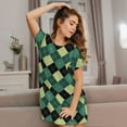 thumbnail image 3 of Naloa Green Squares Print Women Nightgowns,Womens Loungewear,Short Sleeve Sleepwear,Comfy Ladies Nightdress, 3 of 6