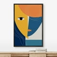 thumbnail image 2 of IDEA4WALL Framed Canvas Print Blue & Yellow Abstract Semi Circle Faces Mask Culture Shapes Illustrations Pop Art Bohemian Colorful Ultra for Living Room, Bedroom, Office - Black 16"x24", 2 of 5