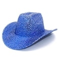 thumbnail image 2 of HNMKIU Stylish Sparkling Sequined Cowboy Hat for Festival Party Performance Stage Show Events and Fashionable Celebration Blue,One Size, 2 of 5