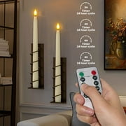 PChero 11 Flameless Taper Candles with Remote Timer, 10 Pack Battery Operated Flickering LED Taper Candlesticks Ivory Faux Wax Window Candles for Thanksgiving Christmas Holiday Wedding Decor