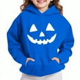 thumbnail image 2 of lcziwo Kids Hooded Sweatshirt Halloween Pumpkin Hoodie Boys Girls Fleece Pullover Sweatshirts with Pocket Blue 130, 2 of 5