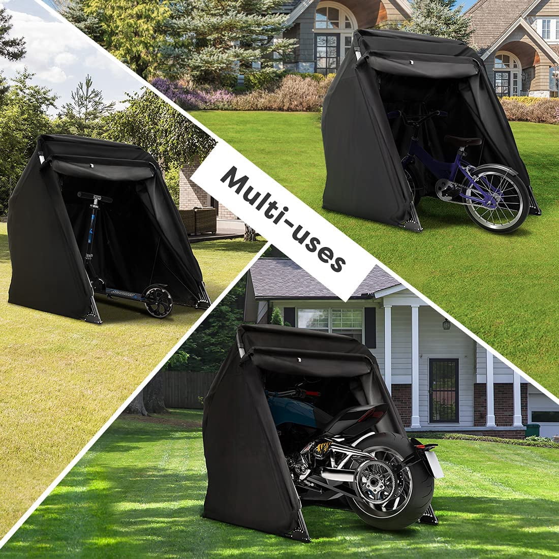 Quictent Heavy Duty Motorcycle Shelter Storage Cover with Code Lock Large Size, Black