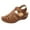 Brown, variant on asdoklhq Sandals for Women Soft Leather Closed Toe Vintage Anti-Slip Sandals for Women High-quality Beige 34