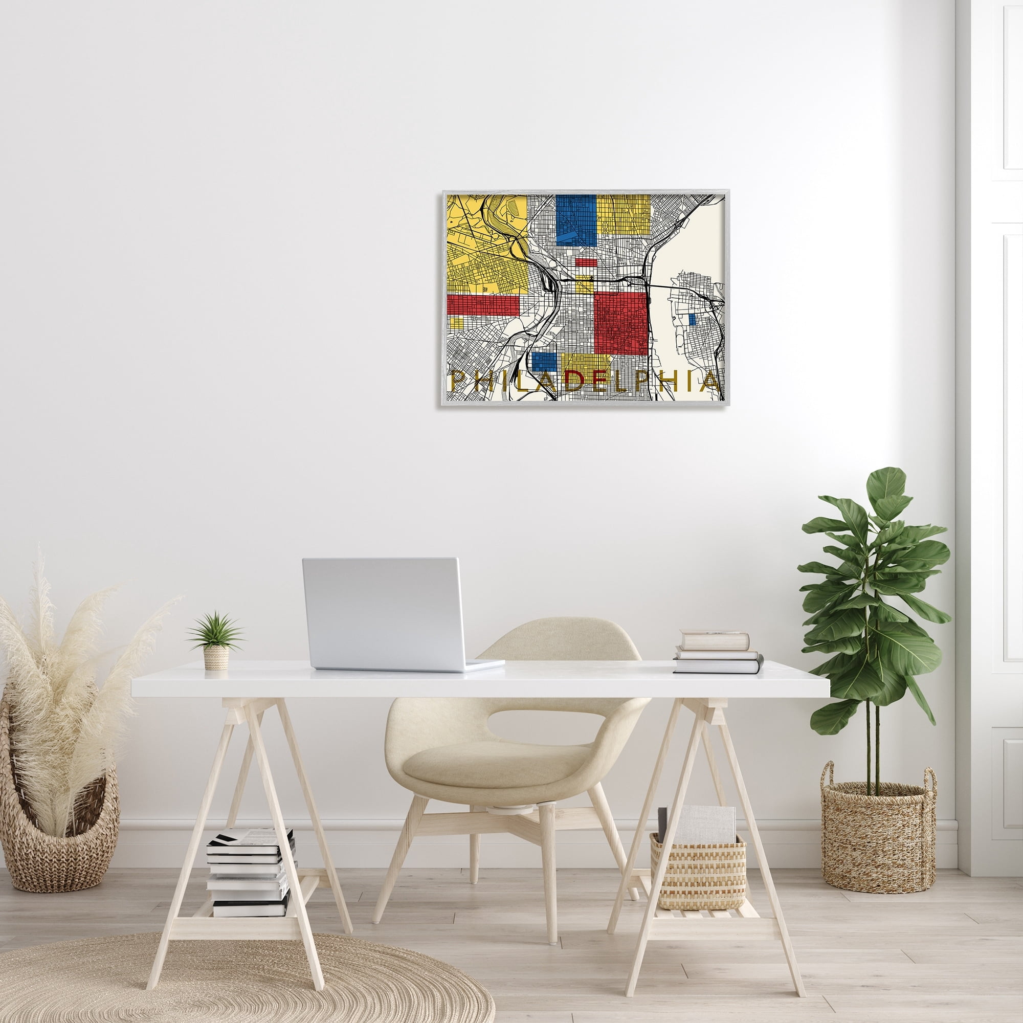 Stupell Industries Philadelphia Pennsylvania City Grid Classic Abstract Square Shapes, 30 x 24, Design by Daphne Polselli