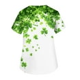thumbnail image 3 of Print Nursing Uniforms for Women Irish Shamrock Printed V Neck Breathable T-Shirts Short Sleeve Professionals Soft Stretch St. Patrick's Day Workwear Shirt with Pockets white 3X-Large, 3 of 4
