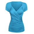 thumbnail image 1 of Talla grande Surplice Sumped Funda de manga corta rota Rosegal Camisetas tallas grandes, 1 of 2