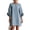 Blue, variant on Shift Dress for Women 3D Flower Puff Sleeve Round Neck Button Loose