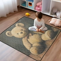 WOBOGO Cute Teddy Bear Doll Baby Playmats Extra Large Waterproof Rollable Activity Pads for Toddlers 50×50inch
