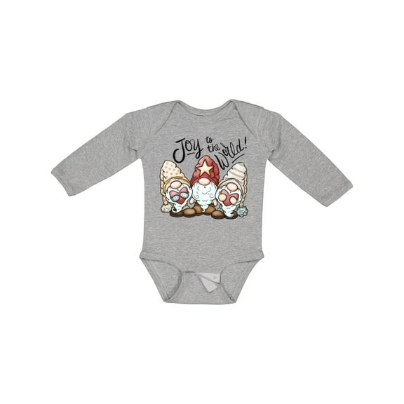 Inktastic Joy to the World Christmas Gnomes Boys or Girls Long Sleeve Baby Bodysuit