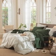 thumbnail image 4 of MooMee 100% Washed Cotton Sheet Set Full Linen Like Textured Breathable Durable Soft Comfy 4pcs (Forest Green), 4 of 6