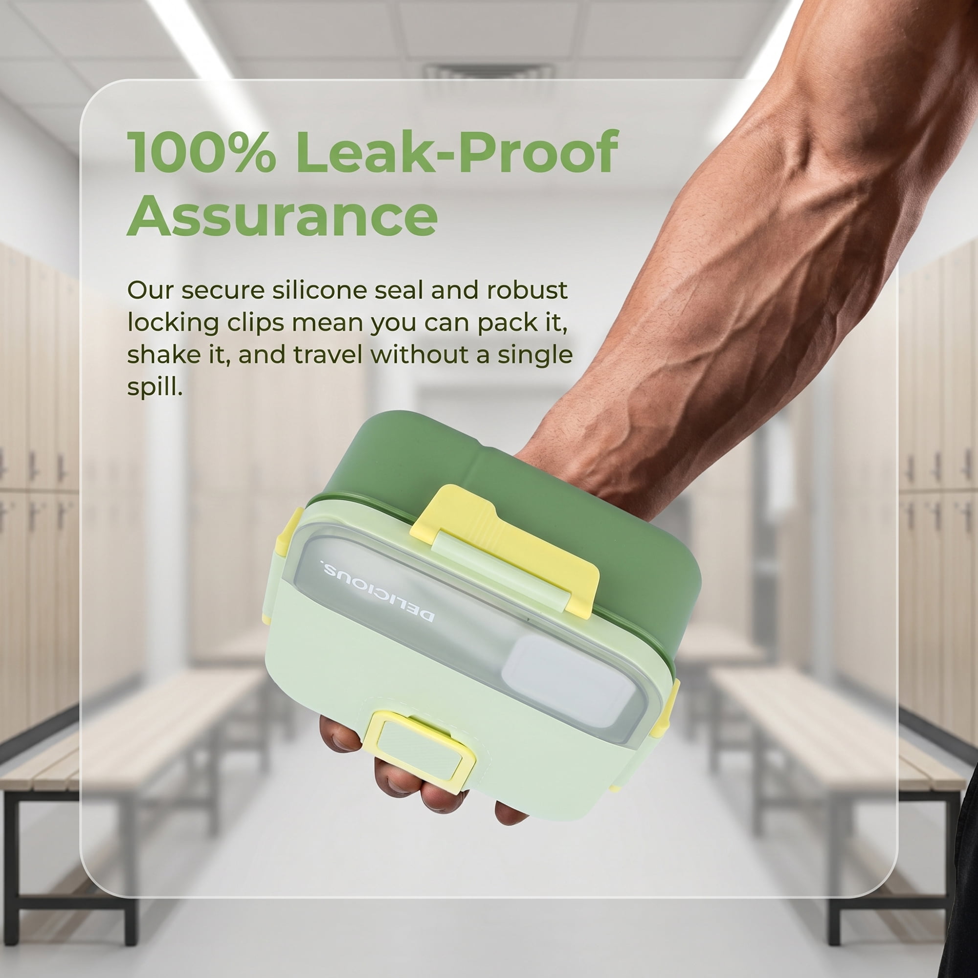 Unique Bargains Portable Leak-Proof Meal Lunch Bento Box Green
