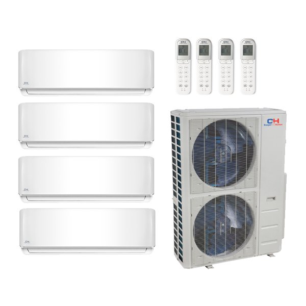 Cooper u0026 Hunter 60,000 Btu 21.5 Seer 4-Zone Ductless Mini Split Heat Pump  System - CH48MSPH230VO-(2) CH-09MSPHWM-(2) CH-12MSPHWM - Walmart.com