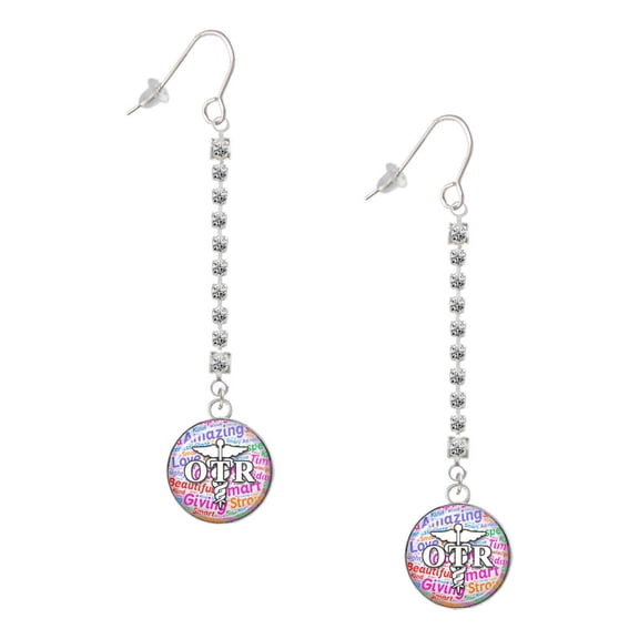 Delight Jewelry Silvertone Domed Multi Color OTR - Silver-tone Long Sparkle Dangle French Earrings