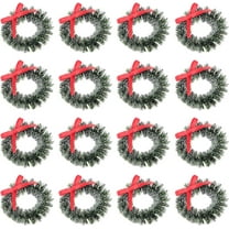 20PCS Mini Christmas Wreath Artificial Christmas Napkin Rings Frost Sisal Christmas Tree Wreaths Xmas Tree Hanging Card Making