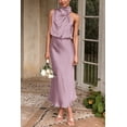 thumbnail image 4 of Vestido PRETTYGARDEN Satín Sin Mangas Cuello Simulado Maxi Rosa M, 4 of 7