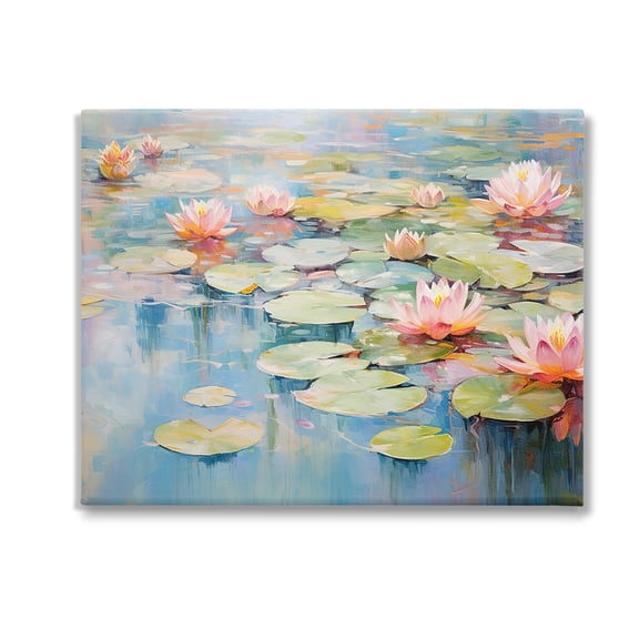 Stupell Industries Modern Lily Pad Painting Landscape Painting Gallery Wrapped Canvas Art Print Wall Art, 20 x 16
