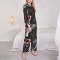 thumbnail image 4 of Kll Japanese Sushi Hashi Print Women'S Long Sleeve Pajamas With Pants Sleepwear Loungewear 2 Set-Large, 4 of 9