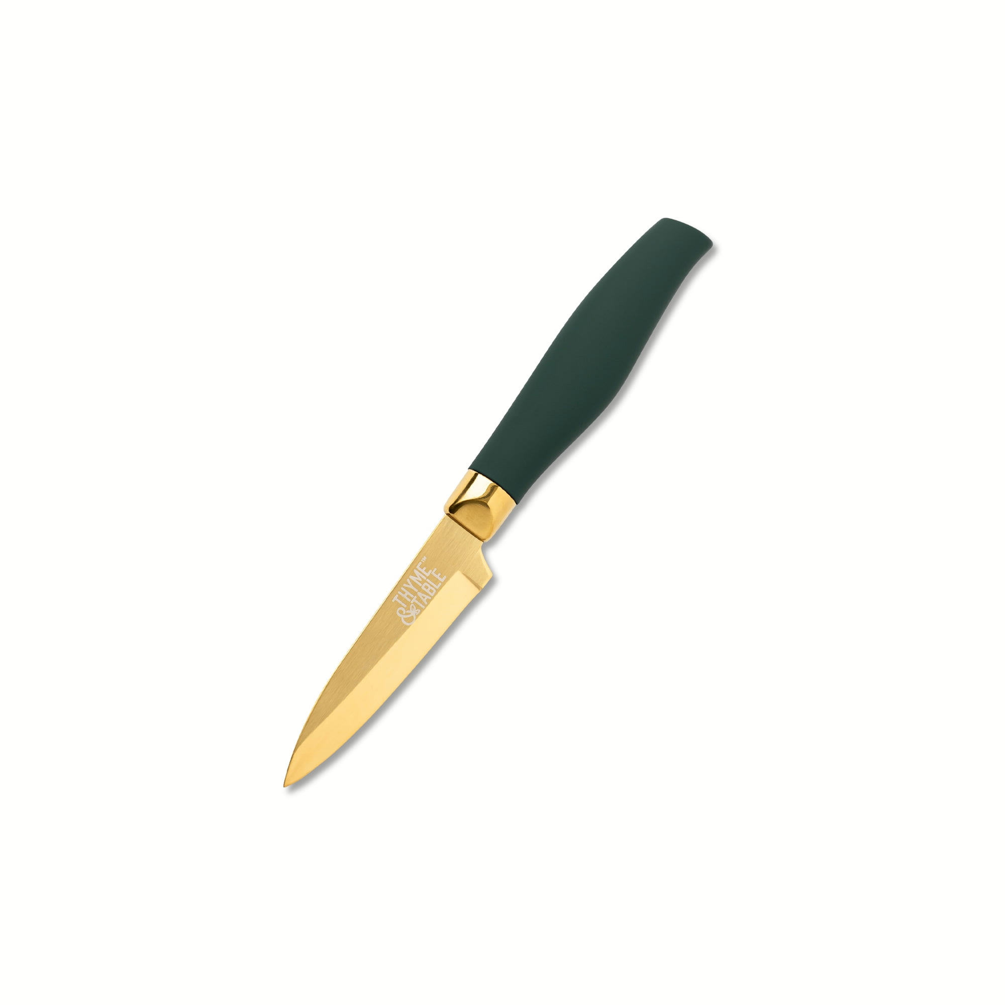 Thyme & Table 7-Piece Slim Block Knife Set - Green & Gold