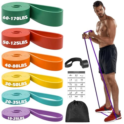 Resistance Bands,6 Resistance Levels Pull Up Assistance Bands,Exercise Bands for Men&Women,Heavy Duty Resistance Band Set with Door Anchor,for Working Out,Muscle Training,Physical Therapy
