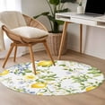thumbnail image 4 of Round Rugs 4Ft, Summer Lemon Round Area Rug Washable Indoor Throw Carpet, Watercolor Yellow Spring Floral Botanical Soft Non Slip Circle Rug for Kitchen Nursery Room Home Decor Aesthetic, 4 of 8
