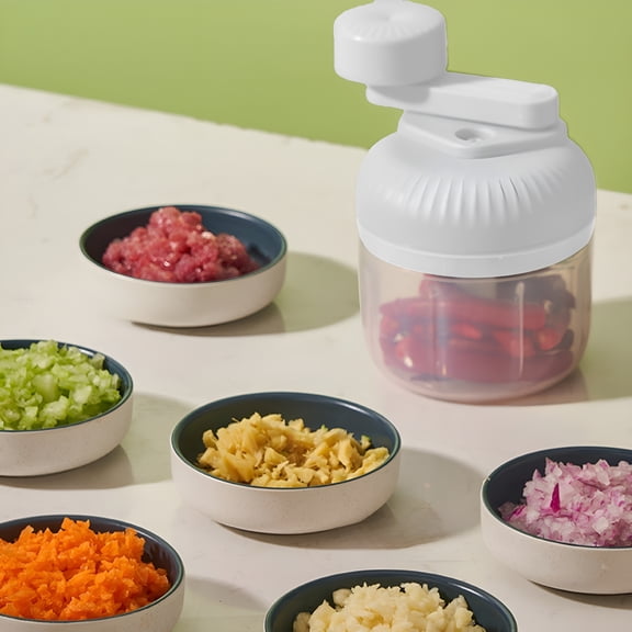 CURYMAY 2026 New Handheld Food Chopper,Vegetable and Meat Grinder,Garlic Chopper,Hand Crank Food Processor for Salsas,Salads,Pesto,250Ml Capacity,Small Food Processor Mini