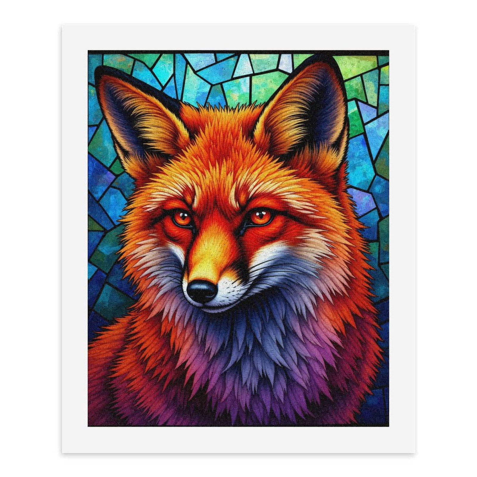 Paint By Numbers Kit for Adults Beginner - DIY Colorful Fox Stained Glass Art Canvas Painting Kits for Adults, Frameless Paint By Number for Adults for Home Wall Decor 16x20 Inch