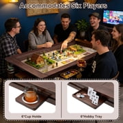 Avocahom Solid Wood Board Game Table for 4–6 with Removable Top, 54 x 31 Gaming Surface, Game Mat, 6 Cup Holders & Hobby Tray – Convertible Gaming and Dining Table for D&D , Card Game and Puzzle