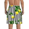 thumbnail image 3 of Kll Lemons On Striped Men'S Casual Summer Beach Shorts Hawaiian Shorts With Pockets-Small, 3 of 9