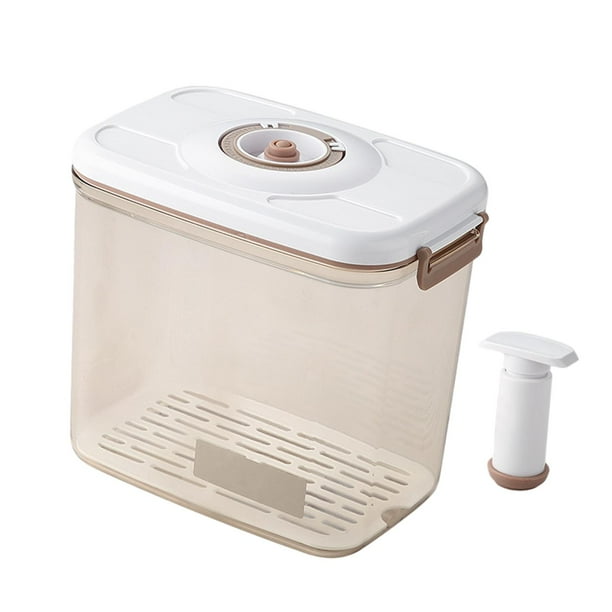 Organizador de refrigerador al vacío, dispensador de tanque de almacenamiento de alimentos frescos para despensa, cocina, refrigerador, encimera y frutas. 4.6L