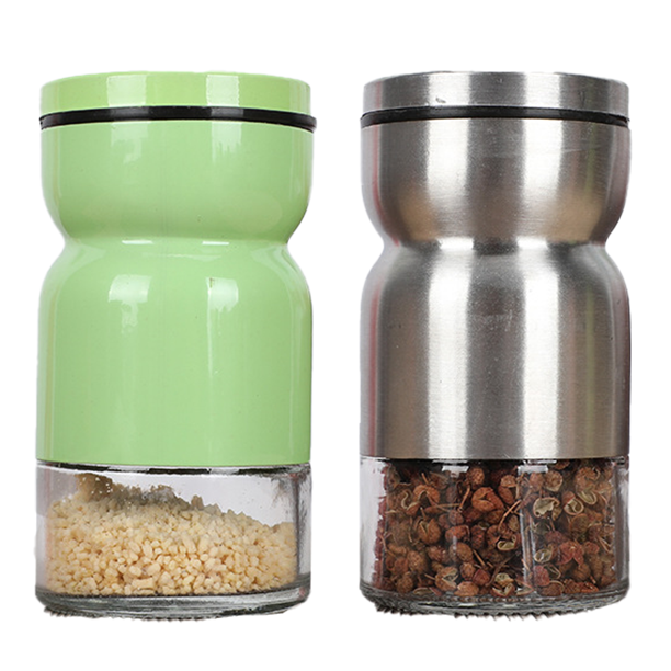 Botella de condimento de vidrio de acero inoxidable de 2 piezas para la cocina del hogar-verde + color de acero inoxidable MFZFUKR CPB-US-YYM542-7