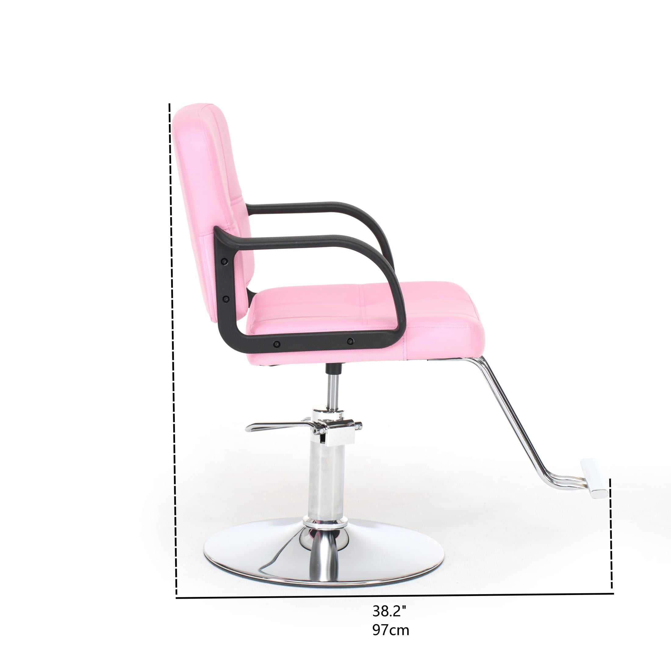 Noble House 360° Swivel Barber Chair, Hydraulic Height Adjustable, PU Upholstery, Pink + Chrome