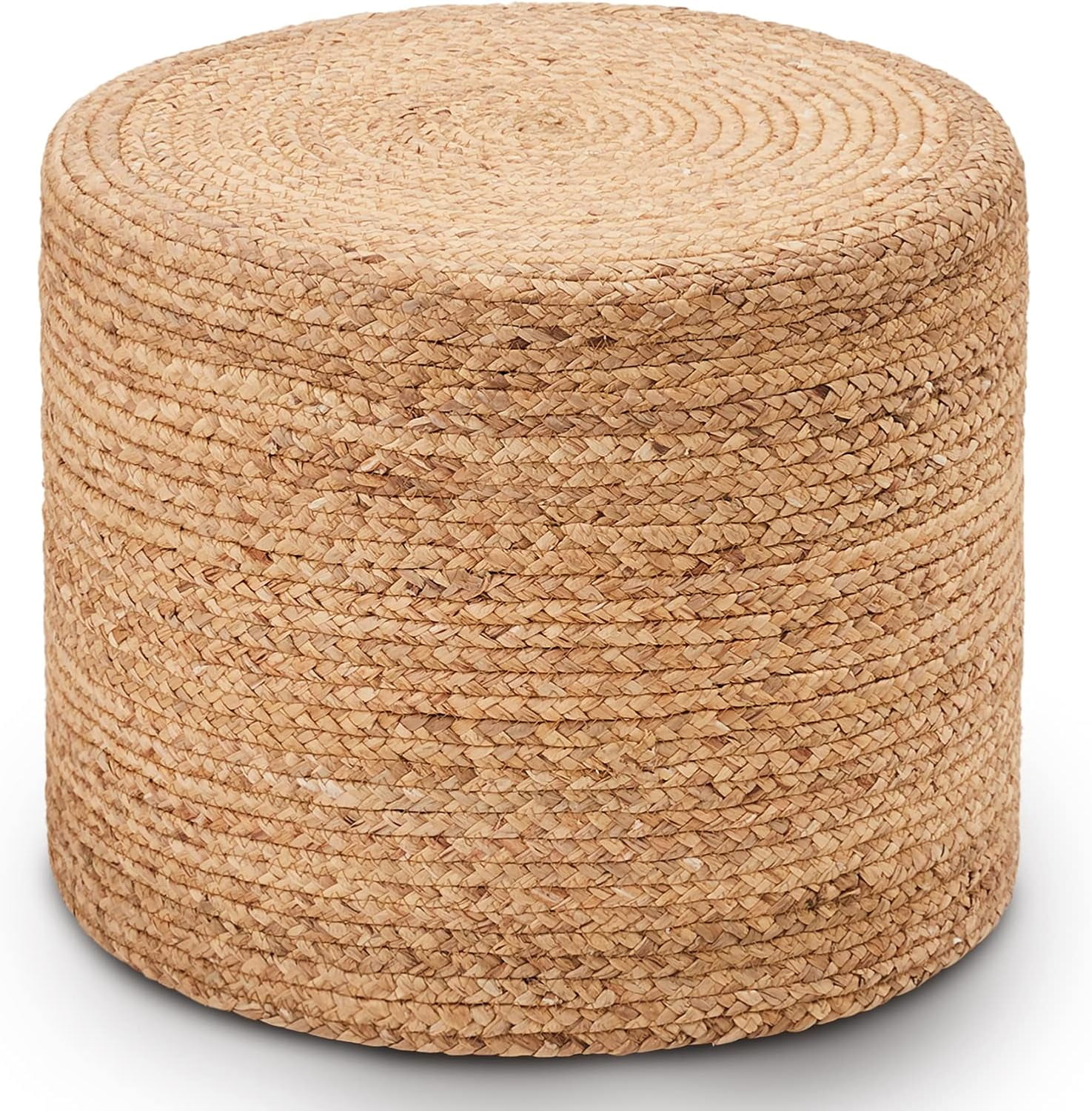 Handwoven Cattail Pouf Ottoman, Lightweight Durable Natural Jute Footrest, Versatile Vanity Stool Shoe Bench for Balcony Garden Living Room